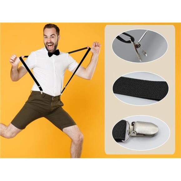 Suspenders for Men, Adjustable X Back 1 inch Wide Suspender 4 Strong Clips - Picture 4 of 7